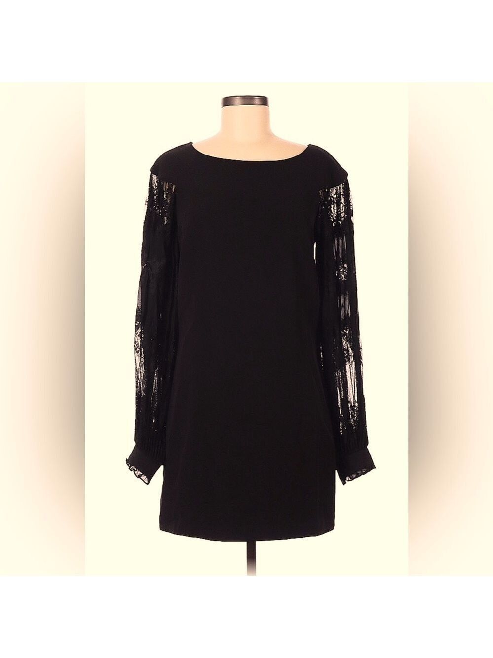 NWT $149 Laundry by Shelli Segal LBD with Lace Long Sleeves - dress sz 6